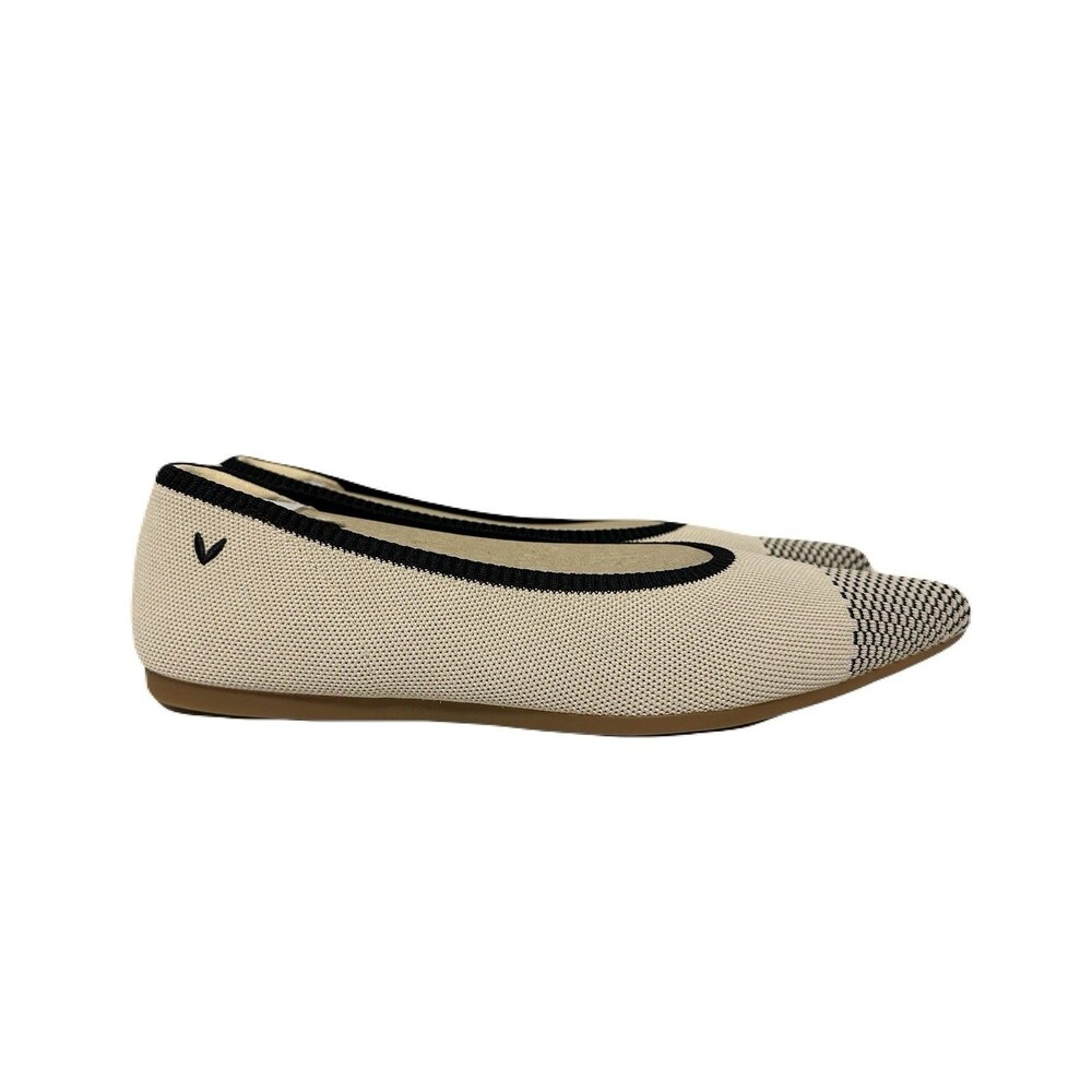 NEW Vivaia Womens Size 10 41.5 EU Almond & Black Aria Pointed Toe Ballet Flats - Picture 3 of 11
